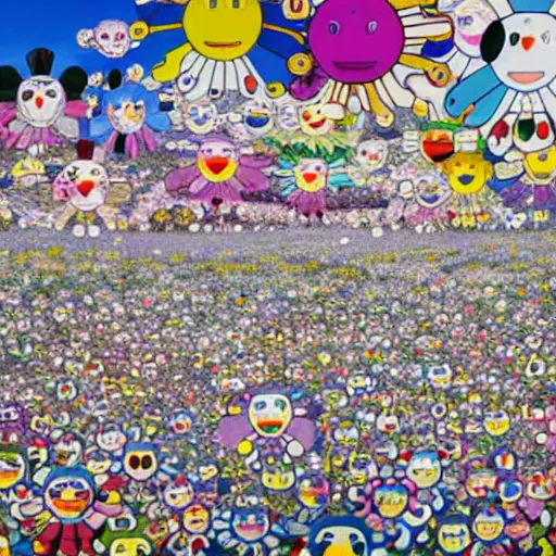 Image similar to a surreal landscape by takashi murakami