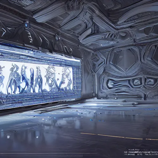 Image similar to sci-fi wall panel structure on the coronation of napoleon painting and photogrammetry point cloud digital billboard in the middle, unreal engine 5, keyshot, octane, artstation trending, ultra high detail, ultra realistic, cinematic, 8k, 16k, in style of zaha hadid, colors in style of nanospace Michael Menzelincev, colors in style of the Blade Runner 2049, in plastic, dark, tilt shift,