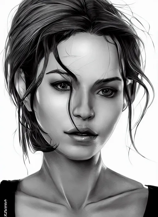 Image similar to up close portrait of a beautiful woman in black and white, art by diego fazio and diegoKoi and oscar Ukono, concept art, sharp focus, artgerm, 8k highly detailed