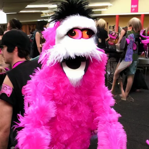 Image similar to hot pink feather boa muppet at furry convention