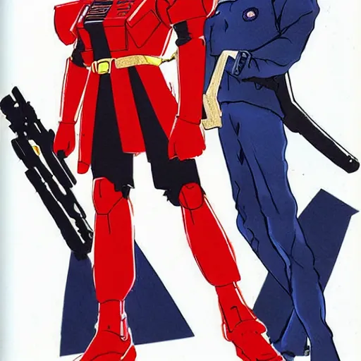 Image similar to a portrait of char aznable and garma zabi , drawn by Yoshikazu Yasuhiko, gundam gto , 0079