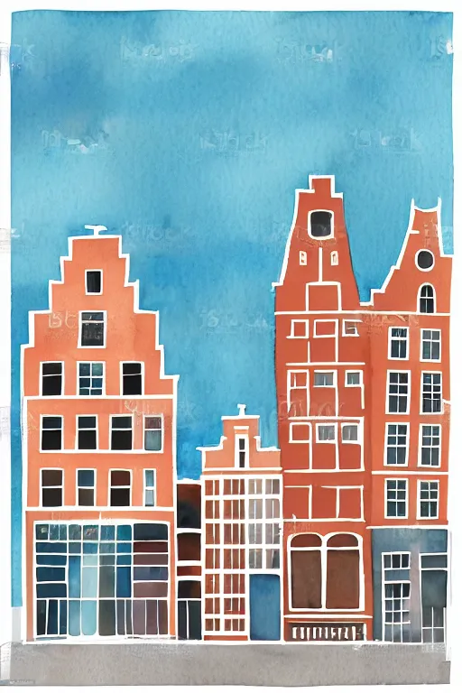 Prompt: minimalist watercolor art of amsterdam, illustration, vector art