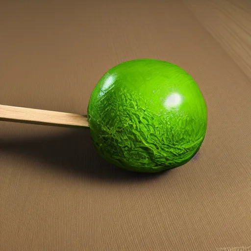 Image similar to short wooden cane with green slime on it, octane render