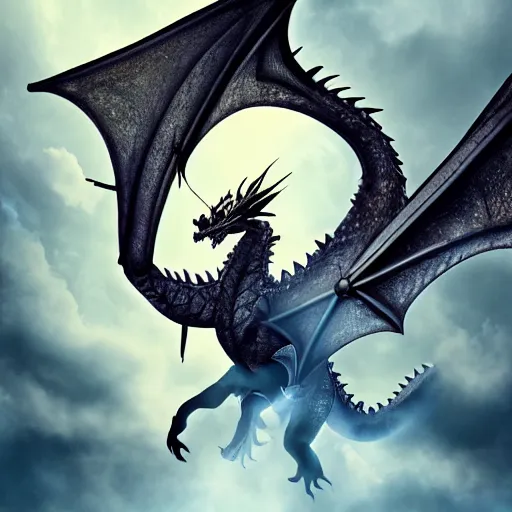 Prompt: legendary dragon made of clockwork, flying through the clouds, dramatic lighting, fantasy