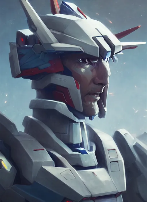 Image similar to portrait epic gundam head. highly detailed, digital painting, concept art, smooth, sharp focus, illustration, art by greg rutkowski