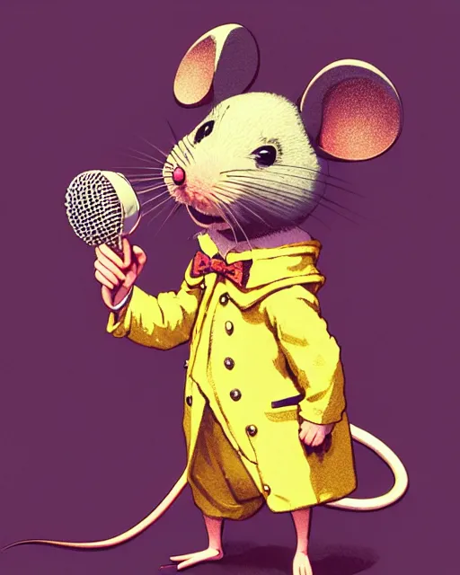 Image similar to anthropomorphic art of anthropomorphic mouse singing in microphone, victorian bright clothing by artgerm, victo ngai, ryohji hase, artstation, highly detailed digital painting, smooth, global illumination, fantasy art by greg rutkowsky, karl spitzweg