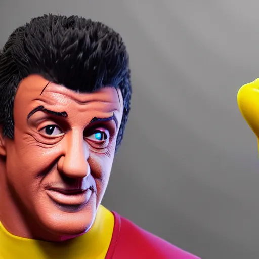 Prompt: sylvester stallone is spongebob squarepants, 3 d octane render, artstation, andrew krivulya