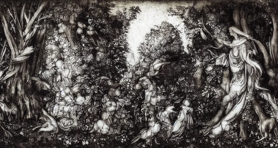 Prompt: Enchanted and magic forest, by Leonardo da vinci