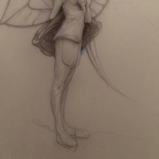 Prompt: pencil character study of a fairy by Even Amundsen