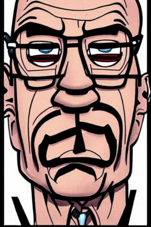 Image similar to walter white, in the style of dan decarlo, as drawn by dan decarlo for archie comics,