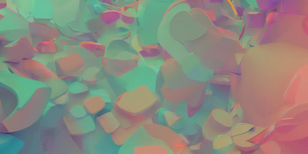 Image similar to an abstract rendering of abstraction pastel colors by James Jean, trending on artstation, 3D, Octane render, Unreal engine, VFX