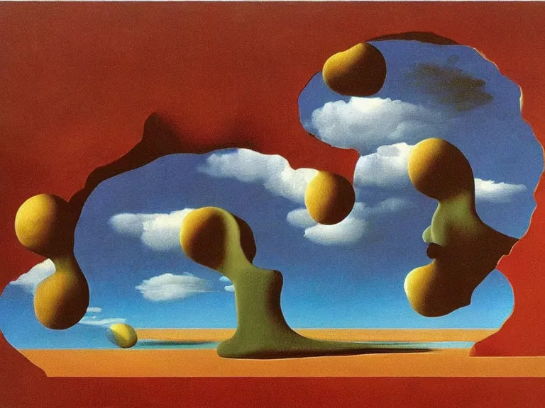 Image similar to painting by rene magritte and salvador dali, high detail, high resolution