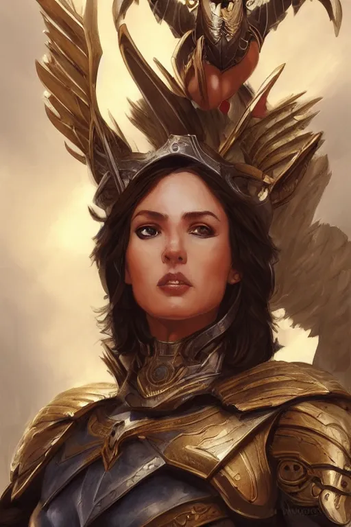 Image similar to amazon valkyrie athena, d & d, fantasy, portrait, highly detailed, headshot, digital painting, trending on artstation, concept art, sharp focus, illustration, art by artgerm and greg rutkowski and magali villeneuve