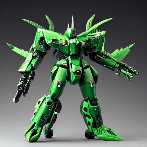 Image similar to futuristic green devil themed mecha satanic body, sepal helmet, demonic mecha, rococo, sci - fi movie, floral details, 8 k hd resolution, sazabi, barbatos mobile suit, bandai box art, star wars, makoto kobayashi, frank gehry, raymond swanland