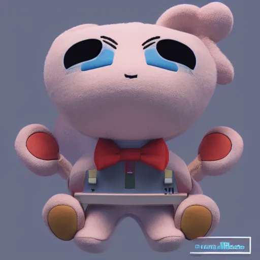 Prompt: cute fumo plush of the mascot of an electronics store, vray render
