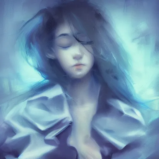 Image similar to sadness blue melancholy, stormy, moody, artstation, movement, disaster