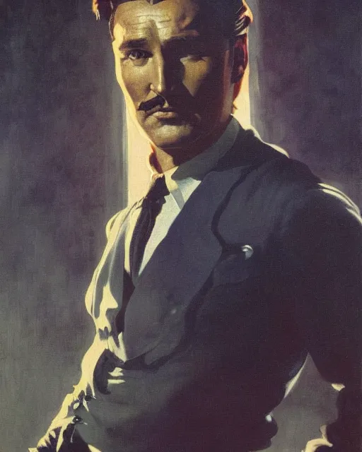 Prompt: Errol Flynn as a scientist. 1980s dystopian Soviet Russia, propaganda screens. Fantasy art by Greg Rutkowski, Gustave Courbet, Rosa Bonheur, Edward Hopper. Faithfully depicted facial expression, perfect anatomy, sharp focus, global illumination, radiant light, detailed and intricate environment, trending on ArtStation