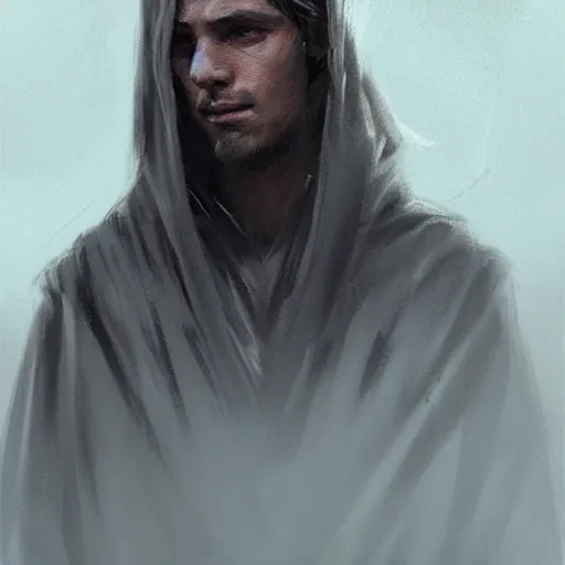 Image similar to portrait of a man by greg rutkowski, british features, messy black long hair, black robes, star wars expanded universe, he is about 2 0 years old, wearing jedi robes, highly detailed portrait, digital painting, artstation, concept art, smooth, sharp foccus ilustration, artstation hq