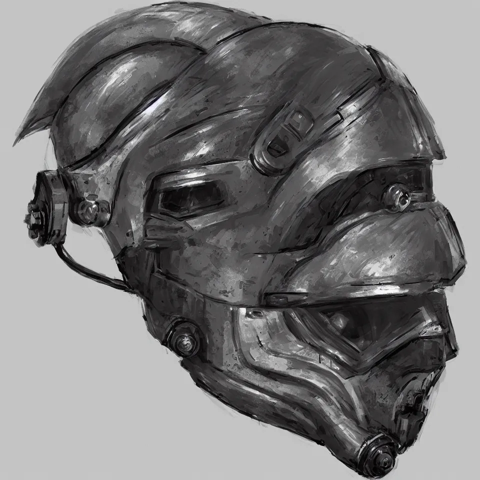 Prompt: front view epic mechanical headgear combat vision helmet highly detailed, digital painting, hyper concept art, smooth, sharp focus, simple draft aaa unreal artstation