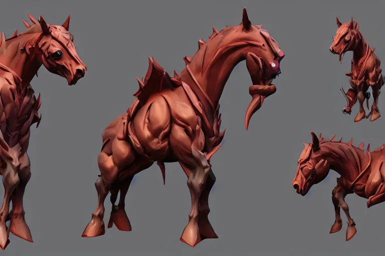 Image similar to 3d sculpt of an evil undead horse, artstaton, League of Legends, overwatch, digital illustration