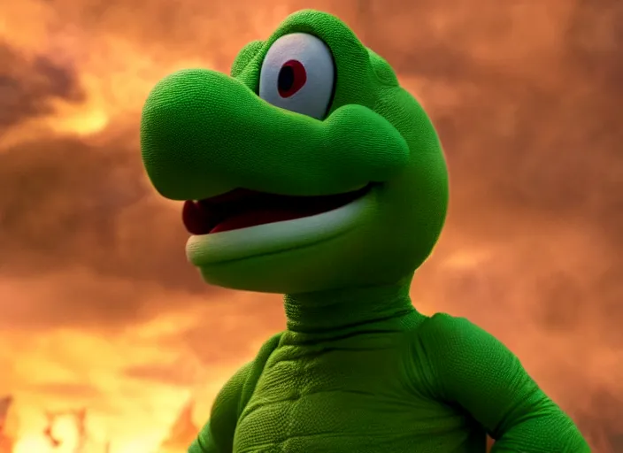 Image similar to film still of yoshi in the new sci - fi movie, 8 k