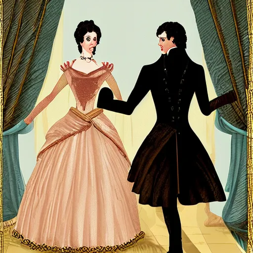 Prompt: regency romance illustration