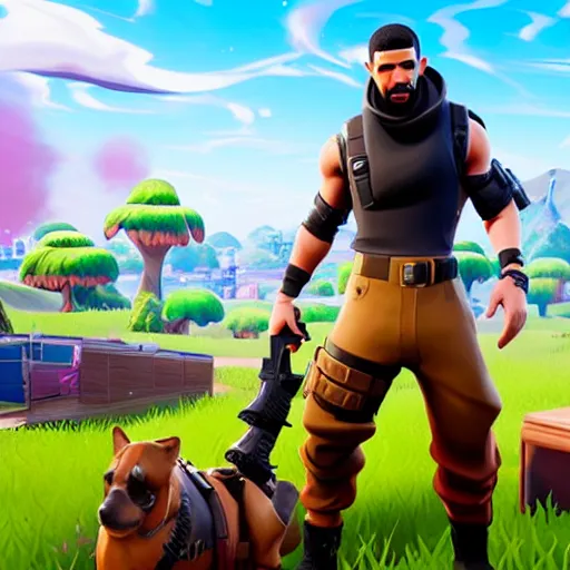 Prompt: Drake as a playable skin in Fortnite