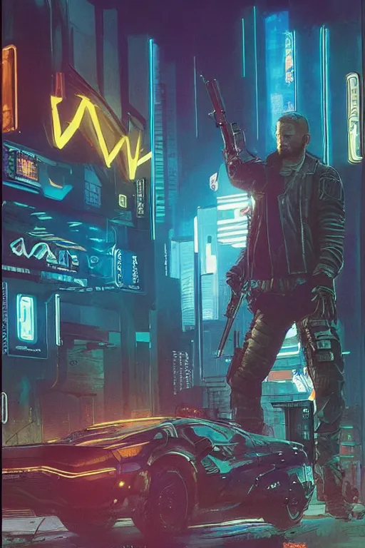 Image similar to vernon. Deadly blackops mercenary. cyberpunk 2077. Blade Runner 2049. concept art by James Gurney and Mœbius.