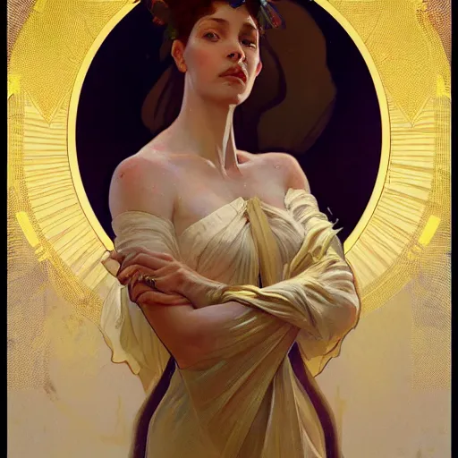 Prompt: a Portrait of A queen whose body radiates holy light by greg rutkowski and alphonse mucha,In style of digital art illustration.WLOP.hyper detailed,smooth, sharp focus,trending on artstation,4k