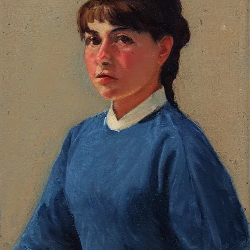 Prompt: a portrait painting of emmie contarino