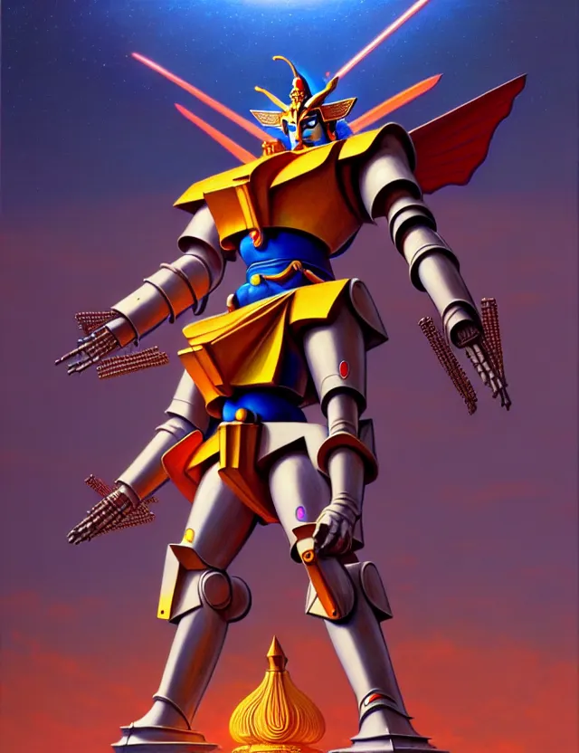 Prompt: a statue of krishna mecha gundam, tim hildebrandt, wayne barlowe, bruce pennington, donato giancola, trending on artstation, cinematic composition, beautiful lighting, hyper detailed, 8 k, oil on canvas