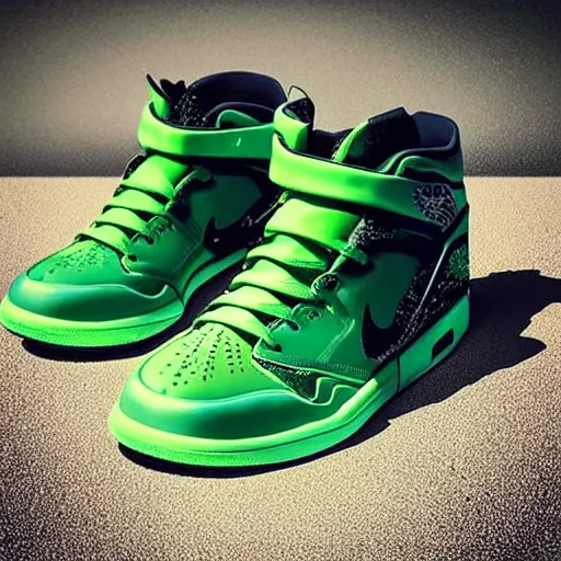 Image similar to “special edition nike air jordan inspired by Master Chief from Halo, product design, profile angle”