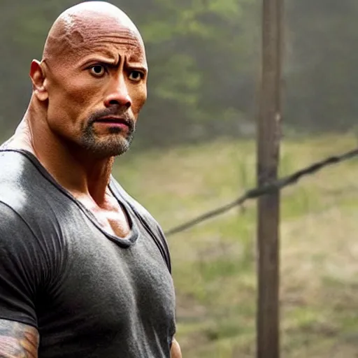 Image similar to Dwayne Johnson in The Walking Dead 4K quality super realistic