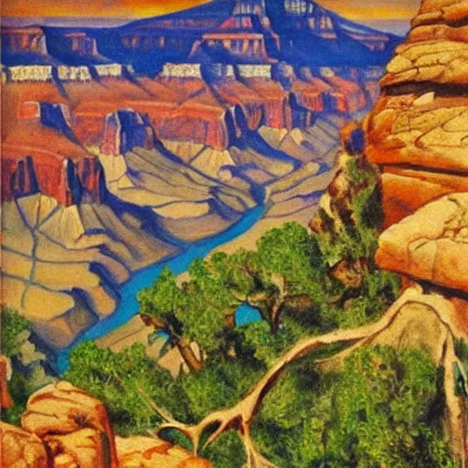 Prompt: Grand Canyon scene by Rivera. FROG! FROG! FROG! FROG!