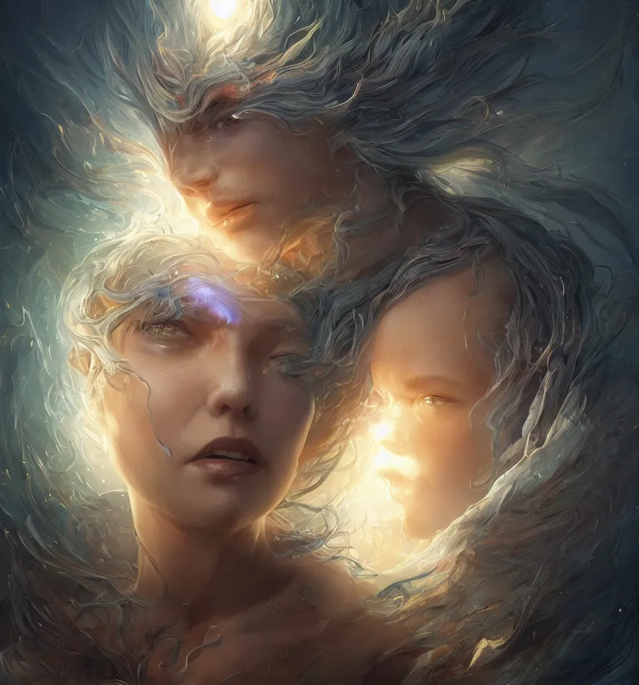 Prompt: a frontal face portrait of a beautiful elegant elemental entity dissolving in to light, backlit, incredible lighting, strong rim light, highly detailed, god rays, digital painting, HDRI, by Alvaro Castagnet, Peter Mohrbacher and Dan Mumford, vivid colors, high contrast, 8k resolution, intricate, photorealistic, smooth