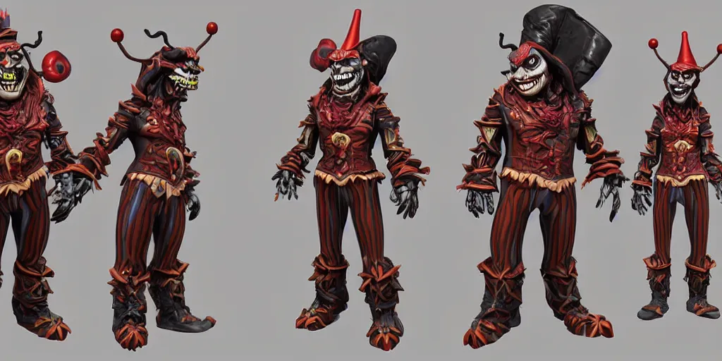 Prompt: a 3d sculpt of an evil circus clown animatronic, tim burton, world of warcraft, league of legends