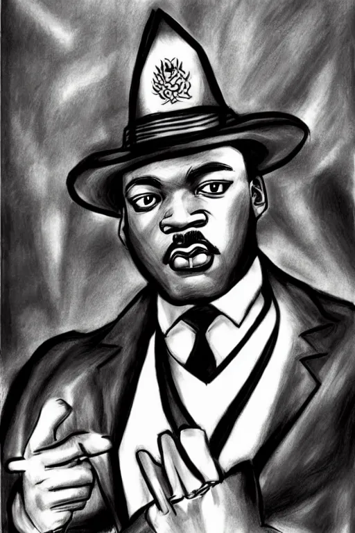 Image similar to Martin Luther King as Jotaro Kujo JoJo from JoJo\'s Bizarre Adventure, anime drawing by Hirohiko Araki