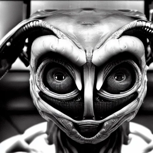 Image similar to a man with many eyes, hyperrealistm still from the movie alien, studio lighting,