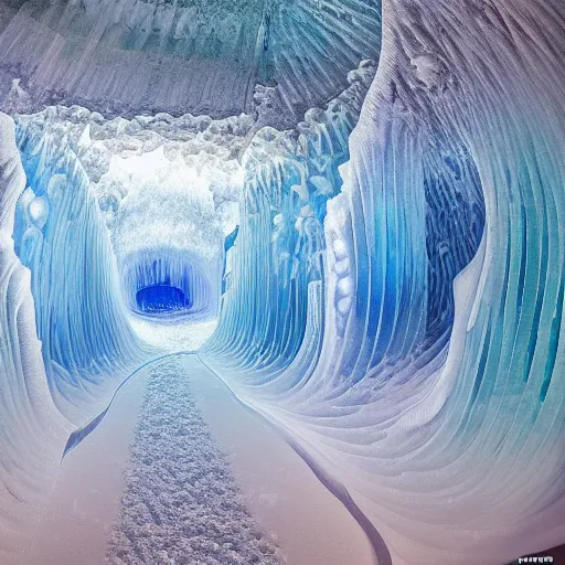 Prompt: a beautiful wide angle photograph of a huge room in an underground cave, magnificent ice formations, colourfully illuminated, incredibly detailed and sharp, award-winning photograph from national geographic image collection