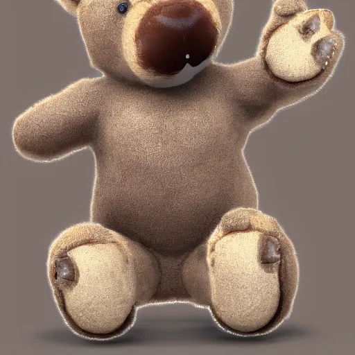 Image similar to teddy bear throwing up, photorealistic