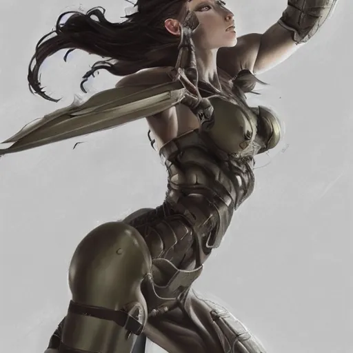 Image similar to tattoo design, a professional painting of a beautiful young female, partially clothed in battle armor, olive skin, long dark hair, beautiful bone structure, symmetrical facial features, intricate, elegant, digital painting, concept art, smooth, sharp focus, illustration, from Metal Gear, by Ruan Jia and Mandy Jurgens and Greg Rutkowski and Artgerm and William-Adolphe Bouguerea and artgerm, cat girl, anime