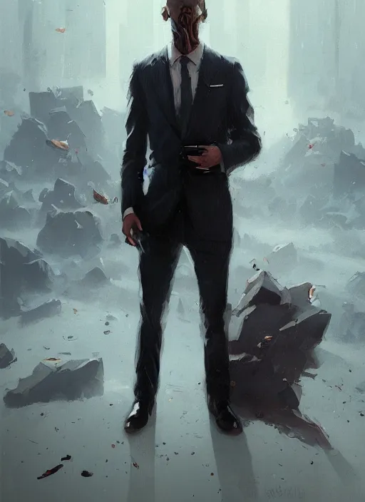 Image similar to a person eating world, wearing suit, by greg rutkowski, trending on artstation, masterpiece