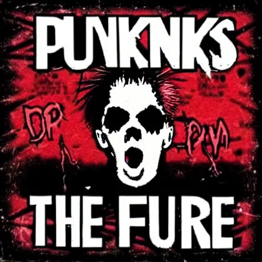 Image similar to punks not dead!, exploited, clash, punk rock album cover art style, grunge, no future