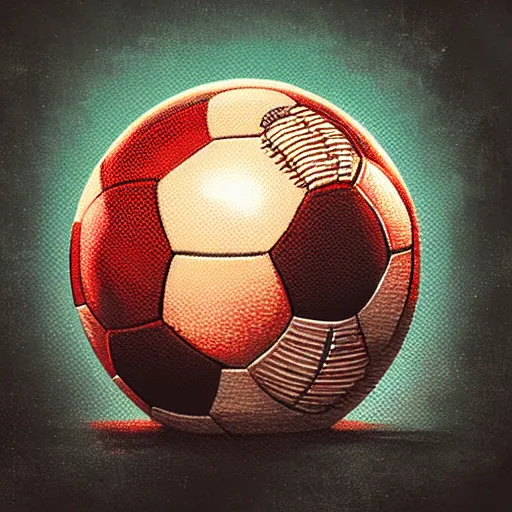 Image similar to detailed illustration of a football ball by alena aenami and annato finnstark