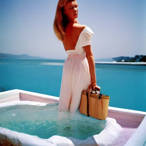 Prompt: photo of young woman by slim aarons