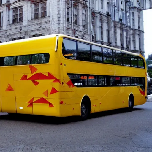 Prompt: A bus with triangle wheels, machnarium style