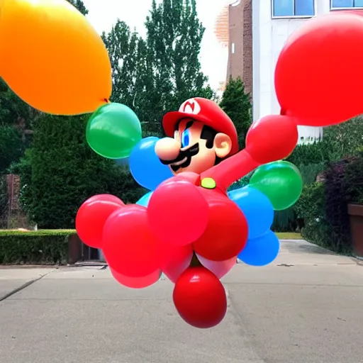 Prompt: super mario made out of balloons