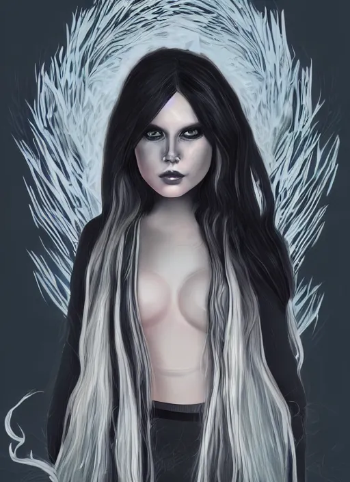 Image similar to kerli koiv in the art style of netflix arcane, heavy outline art, comic book art, portrait, gothic, digital painting