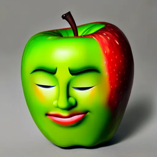 Image similar to human face on apple crying