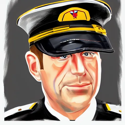 Image similar to Jeffry Epstein dressed as a pilot potrait, hd cartoon digital painting, trending on arstation, 8k